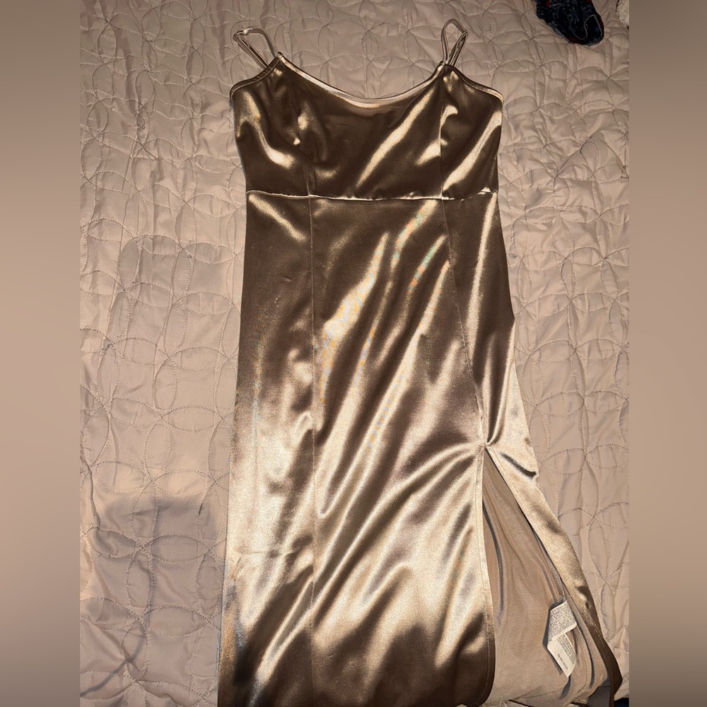 gold slit dress from forever 21